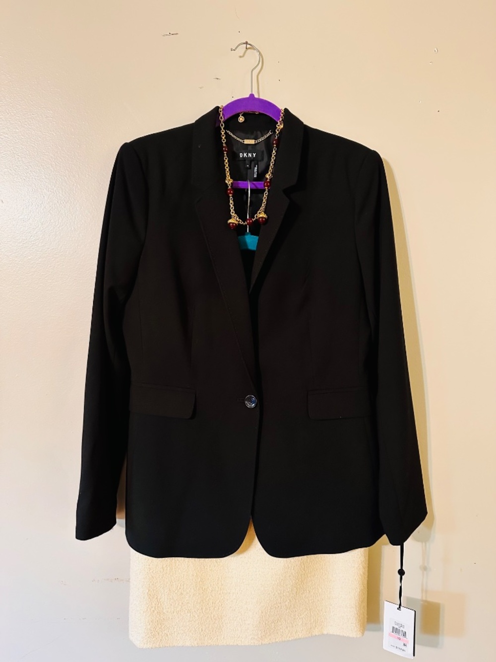 DKNY Black One Button Blazer Jacket Size 10
